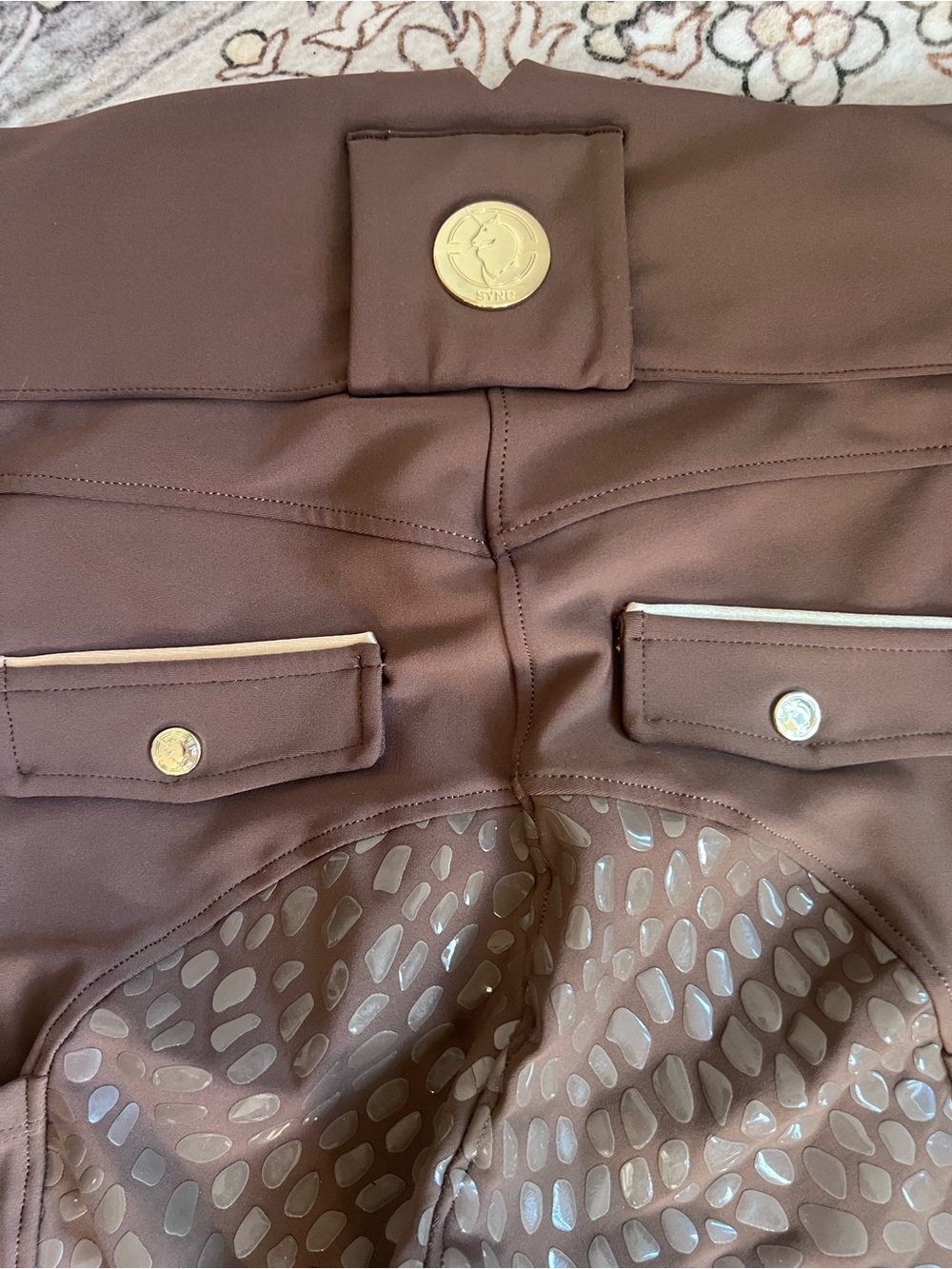 Brown Equestrian Grip Riding Tights - Picture 8 of 9